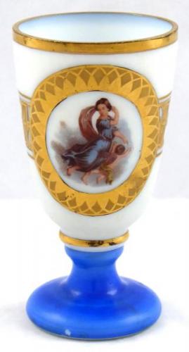 Glass of milk glass and medallion Glass of milk glass and medallion