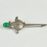 Silver brooch - silver, chrysoprase - Georg Jensen - 1920 Silver brooch - silver, chrysoprase - Georg Jensen - 1920