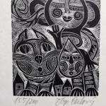 Olga Cechova - Two ex libris Animals, Bird Woman,  Olga Cechova - Two ex libris Animals, Bird Woman,