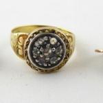 Gold ring and earrings with diamonds and silver Gold ring and earrings with diamonds and silver