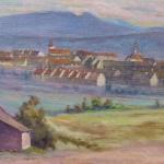 J. Emler - View of a small town with a church towe J. Emler - View of a small town with a church towe