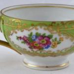 Light green mocca cup with flowers and gilding - V Light green mocca cup with flowers and gilding - V