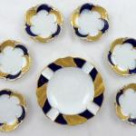 Gold and blue bowls with saucer - Ilmenau, Graf vo Gold and blue bowls with saucer - Ilmenau, Graf vo