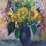 M. Dostalova - Still life with sunflowers in blue  M. Dostalova - Still life with sunflowers in blue