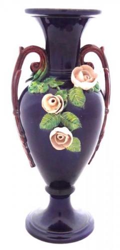 Blue vase with embossed roses - Bloch, Eichenwald Blue vase with embossed roses - Bloch, Eichenwald