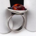 Silver ring with amber - Poland 1963 - 1980 Silver ring with amber - Poland 1963 - 1980