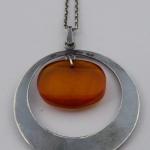 Silver necklace, circle, and oval amber Silver necklace, circle, and oval amber