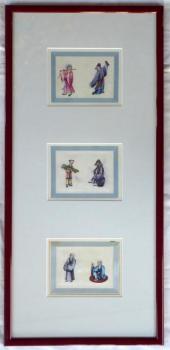 Three Chinese painted scenes from the late 19th ce Three Chinese painted scenes from the late 19th ce