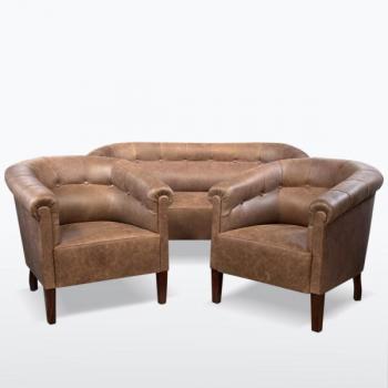 Sofa Set - solid oak, leather - 1920 Sofa Set - solid oak, leather - 1920