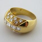 Ring with diamond baguettes and diamonds, yellow g Ring with diamond baguettes and diamonds, yellow g