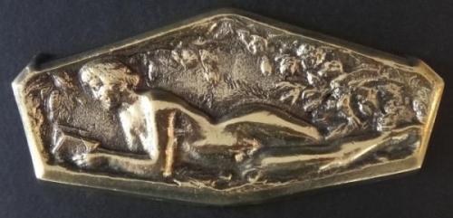 Bronze relief with lying naked girl Bronze relief with lying naked girl