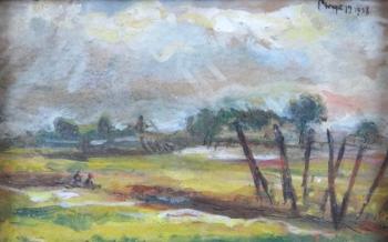 Alois Pitrmann - Landscape with trees and seated  Alois Pitrmann - Landscape with trees and seated