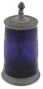 Classical blue tankard with medallion Classical blue tankard with medallion