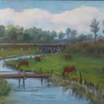 On the pasture by the river - signed in Cyrillic On the pasture by the river - signed in Cyrillic