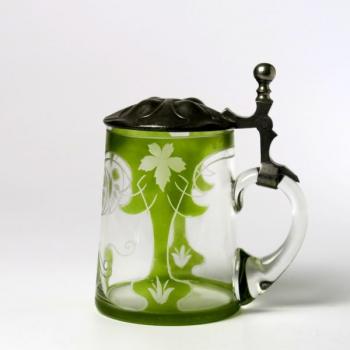 Glass Tankard - tin, clear glass - 1910 Glass Tankard - tin, clear glass - 1910