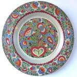 Painted wooden plate, with folk floral pattern Painted wooden plate, with folk floral pattern