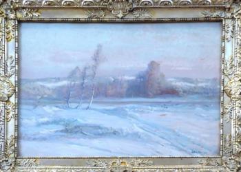 Max Ostry - Winter landscape with trees and crows Max Ostry - Winter landscape with trees and crows