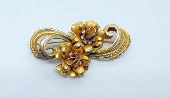 Brass Brooch - gilded brass - 1900 Brass Brooch - gilded brass - 1900