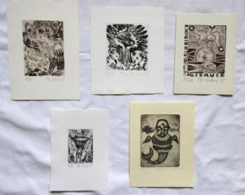 Olga Cechova - Four ex libris, Fisherman  Olga Cechova - Four ex libris, Fisherman