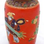 Small red vase with figures and dragon Small red vase with figures and dragon