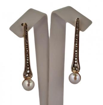 Gold Earrings - gold, diamond - 1920 Gold Earrings - gold, diamond - 1920