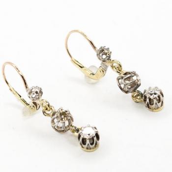 Gold Earrings with Brilliants - 1920 Gold Earrings with Brilliants - 1920