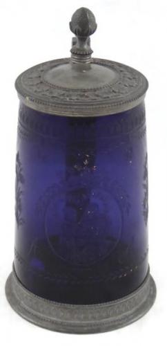 Classical blue tankard with medallion Classical blue tankard with medallion