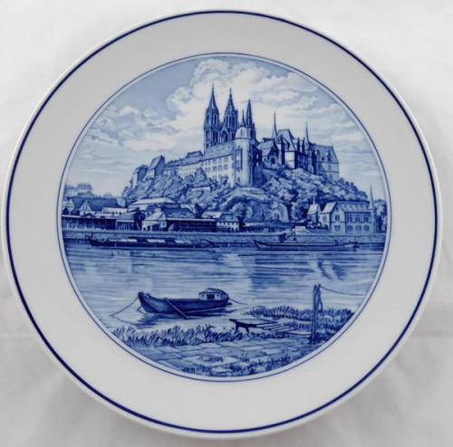 Meissen cobalt plate with a view of the city of Me Meissen cobalt plate with a view of the city of Me