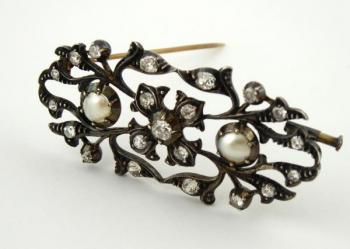 Brooch - pearl, silver - 1900 Brooch - pearl, silver - 1900