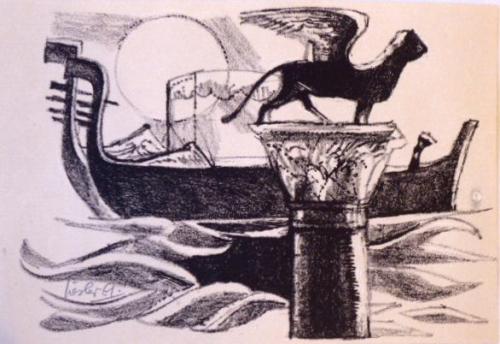 Josef Liesler - Gondolas in Venice Josef Liesler - Gondolas in Venice