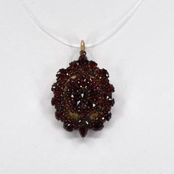 Pendant - metal, Czech garnet - 1890 Pendant - metal, Czech garnet - 1890