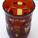 Vase of amber glass, painted gold and silver roses Vase of amber glass, painted gold and silver roses