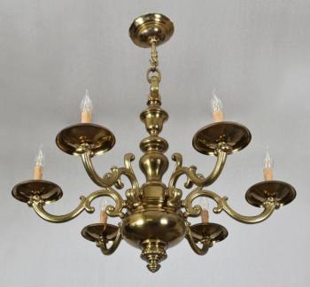 Six Light Chandelier - metal - 1950 Six Light Chandelier - metal - 1950