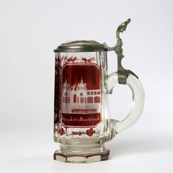 Glass Tankard - tin, clear glass - 1870 Glass Tankard - tin, clear glass - 1870