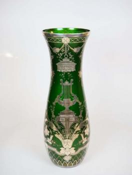 Vase - glass, silver - Harrachov - Nový Svět - 1890 Vase - glass, silver - Harrachov - Nový Svět - 1890