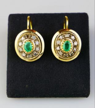 Earrings - diamond, emerald - 1970 Earrings - diamond, emerald - 1970