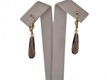 Gold Earrings - gold, Smoky Quartz - 1970 Gold Earrings - gold, Smoky Quartz - 1970