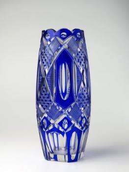 Vase - clear glass, blue glass - 1930 Vase - clear glass, blue glass - 1930