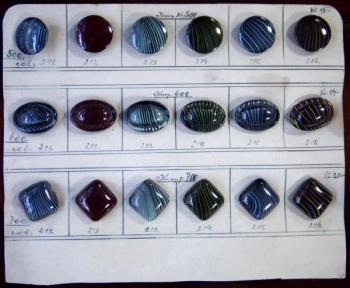 Czech glass button sample card Czech glass button sample card
