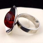 Silver ring with amber - Poland 1963 - 1980 Silver ring with amber - Poland 1963 - 1980