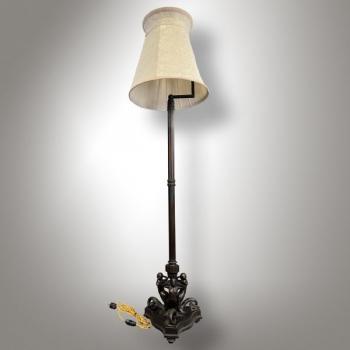 Floor Lamp - fabric, patinated brass - 1925 Floor Lamp - fabric, patinated brass - 1925