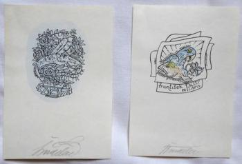 Lumir Sindelar - Two exlibris Frantisek Pultr  Lumir Sindelar - Two exlibris Frantisek Pultr