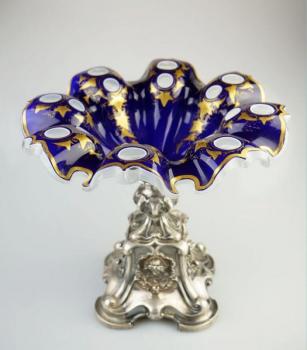 Pedestal Bowl - glass, silver - 1860 Pedestal Bowl - glass, silver - 1860