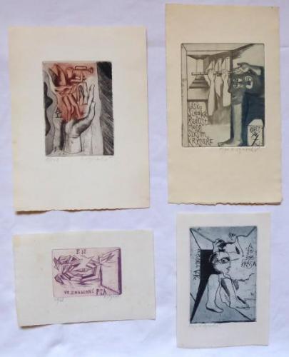 Nadezda Synecka - Four ex libris A. L, Karel Z. ,  Nadezda Synecka - Four ex libris A. L, Karel Z. ,