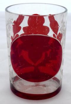 Glass with ruby staining and white painting Glass with ruby staining and white painting