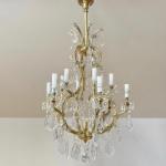Twelve Light Chandelier - crystal, brass - 1890 Twelve Light Chandelier - crystal, brass - 1890