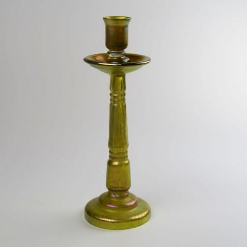 Candlestick - clear glass, iridescent glass - Lötz Witwe Bohemia - 1900 Candlestick - clear glass, iridescent glass - Lötz Witwe Bohemia - 1900