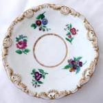 Six saucers, coloured flowers, biedermeier - Elbog Six saucers, coloured flowers, biedermeier - Elbog