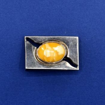 Silver brooch - silver, amber - 1980 Silver brooch - silver, amber - 1980