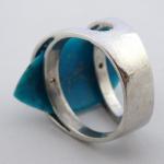 Ring with diamonds and natural turquoise - white g Ring with diamonds and natural turquoise - white g